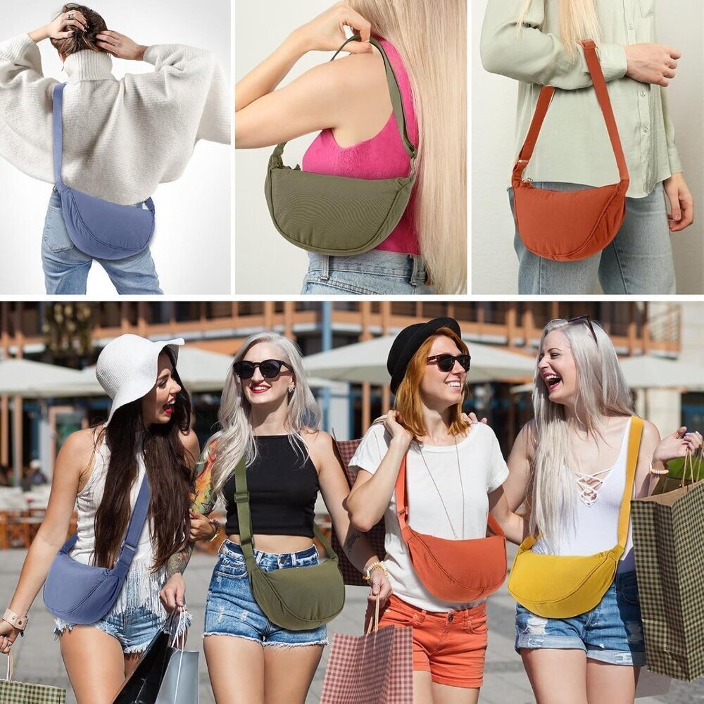 4 Pcs Nylon Crescent Crossbody Purses Sets for Women Men Travel Shoulder Bags - Picture 6 of 6